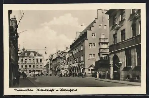 AK Crimmitschau, Thiemestrasse u. Herrengasse