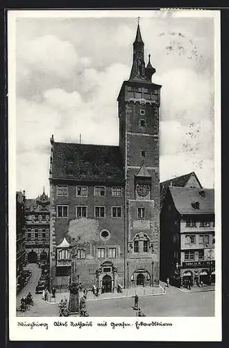 AK Würzburg, Altes Rathaus mit Grafen-Eckardsturm