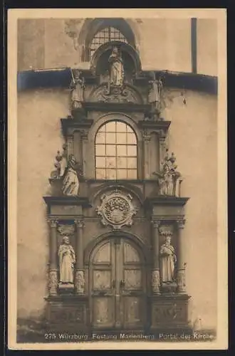 AK Würzburg, Festung Marienberg, Portal der Kirche