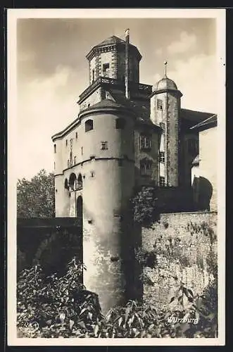 AK Würzburg, Festung Marienberg, Scherenbergtor im Sonnenlicht