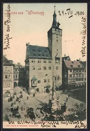 AK Würzburg, Rathaus und Manufaktur Freudenberger