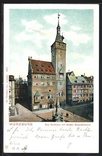 AK Würzburg, Das Rathaus mit Grafen Eckhardturm