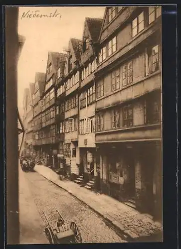 AK Hamburg, Niedernstrasse mit Kutsche