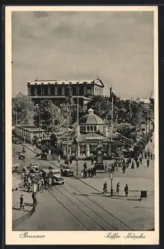 AK Hannover, Cafe Kröpcke mit Kröpcke-Uhr und Opernhaus