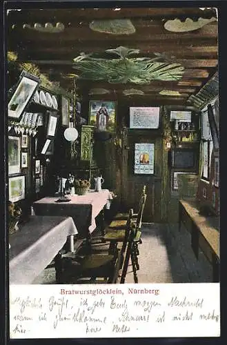 AK Nürnberg, Gasthaus Bratwurstglöcklein, Innenansicht