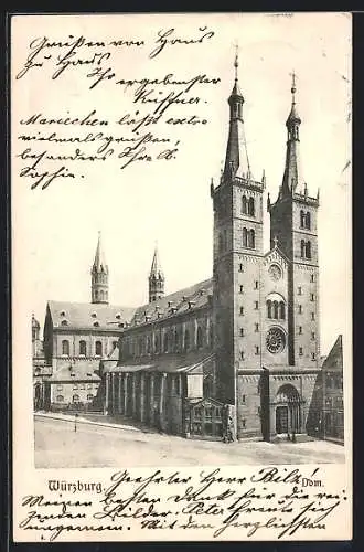 AK Würzburg, Totalansicht vom Dom