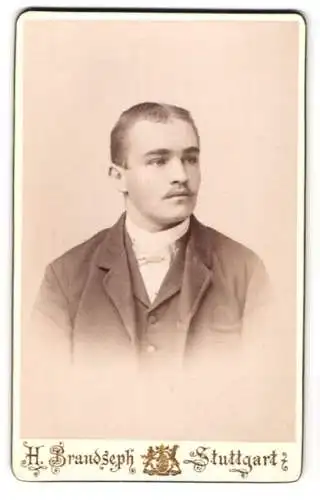 Fotografie Hermann Brandseph, Stuttgart, Marienstrasse 36, Junger Mann in Anzug und weisser Krawatte