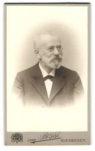 Fotografie Van Bosch, Wiesbaden, Wilhelmstrasse 3, Älterer Herr mit Vollbart und Brille