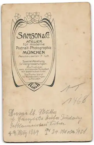 Fotografie Samson & Co., München, Neuhauserstr. 7, Bürgerliche Dame mit Kragenbrosche