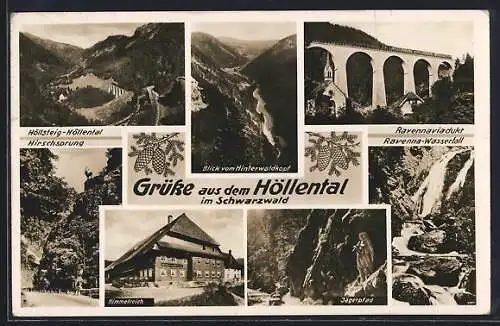 AK Höllental /Schwarzwald, Gasthaus Himmelreich, Ravennaviadukt, Jägerpfad