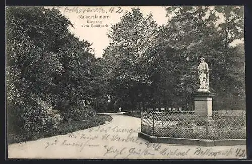 AK Kaiserslautern, Eingang zum Stadtpark