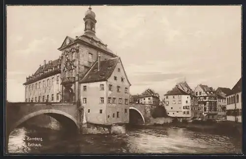 AK Bamberg, Rathaus mit Zugangsbrücken
