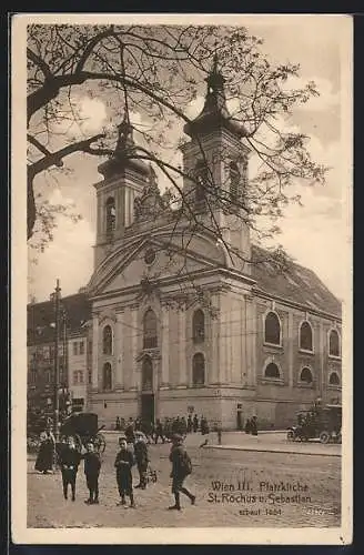 AK Wien, Blick zur Pfarrkirche St. Rochus und Sebastian