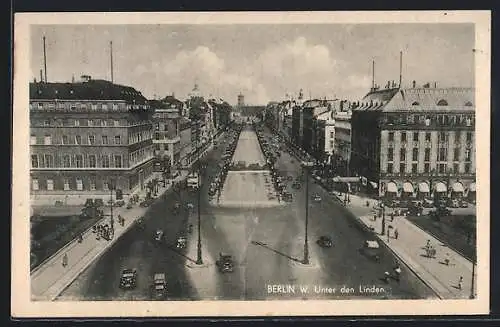 AK Berlin, Strasse Unter den Linden aus der Vogelschau