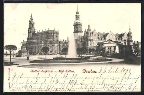AK Dresden, Kathol. Hofkirche und Kgl. Schloss