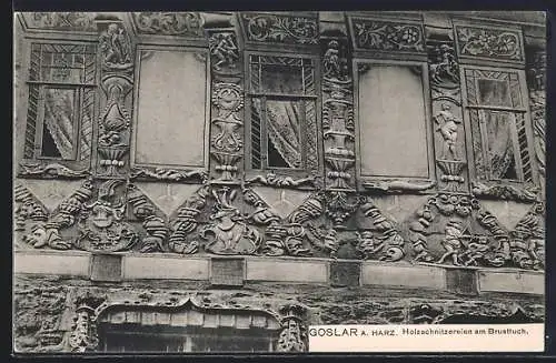 AK Goslar a. Harz, Holzschnitzereien am Brusttuch