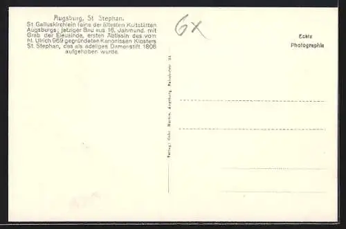 AK Augsburg, St. Stephan, St. Galluskirchlein