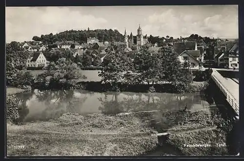 AK Feuchtwangen, Totalansicht mit Brücke
