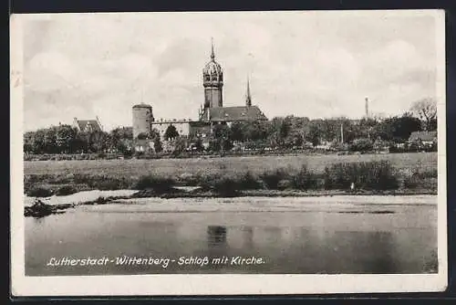 AK Wittenberg / Lutherstadt, Schloss mit Kirche
