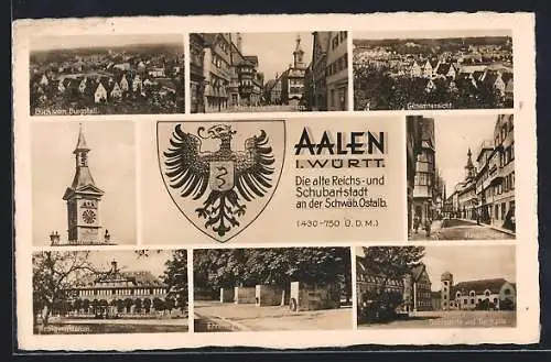 AK Aalen i. Württ., Hauptstrasse, Bohlschule und Turnhalle