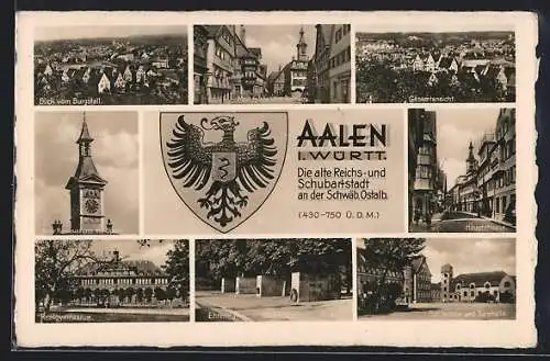 AK Aalen i. Württ., Hauptstrasse, Bohlschule und Turnhalle