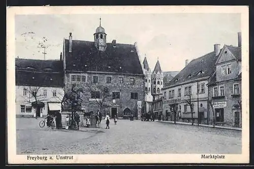 AK Freyburg a. Unstrut, Kaffee-Rösterei G. Alsleben und Ratskeller am Marktplatz