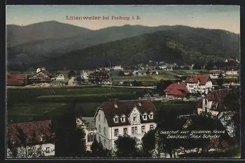 AK Littenweiler, Ortsansicht, Gasthaus zur goldenen Krone von Max Schuler