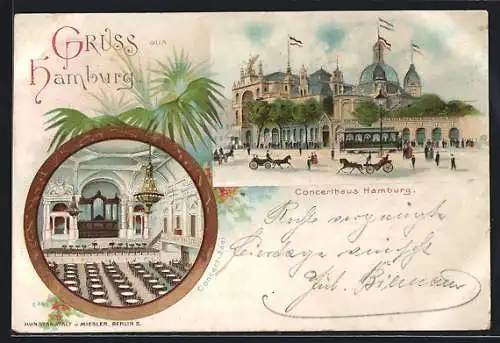 Lithographie Hamburg-St. Pauli, Konzerthaus Hamburg, Innenansicht