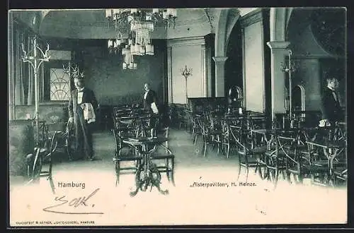 AK Hamburg-Neustadt, Alsterpavillon v. H. Heinze, Kellner im Speisesaal