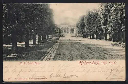 AK Wien, Hetzendorf, Allee vor dem K. k. Lustschloss