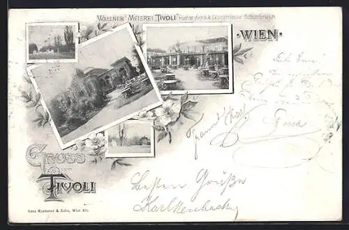 AK Wien, Restaurant Wallner`s Meierei Tivoli, 4 Ansichten