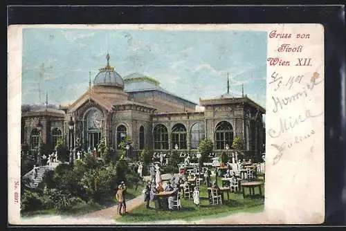 AK Wien, Café Tivoli mit Besuchern