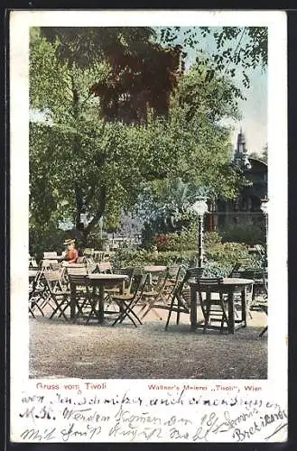 AK Wien, Restaurant Wallners Meierei Tivoli, Garten
