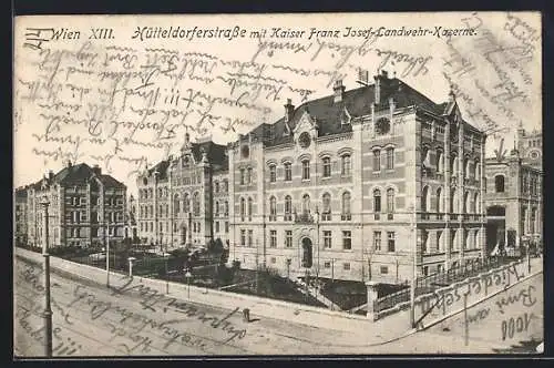 AK Wien, Hütteldorferstrasse mit Kaiser Franz Josef-Landwehr-Kaserne