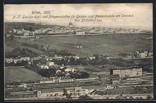 AK Wien, N.-Ö. Landes-Heil- u. Pflegeanstalten für Geistes- u. Nervenkranke am Steinhof, gesehen von Hütteldorf aus