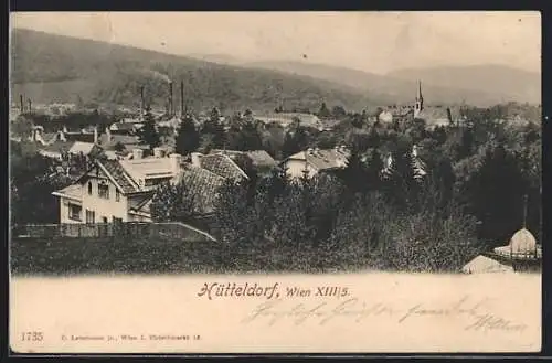 AK Wien, Hütteldorf, Ortsansicht mit Bergpanorama