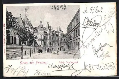 AK Wien, Penzing, Palais Cumberland mit Strasse