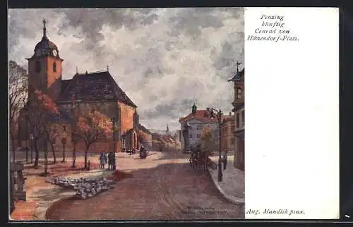 Künstler-AK Wien-Penzing, Strassenpartie