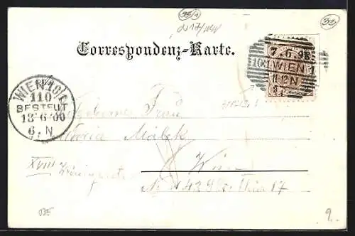 Lithographie Neuwaldegg, Rohrerhütte, Blick auf Wien