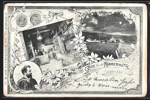 AK Wien, Rohrerhütte im Wiener Wald bei Nacht