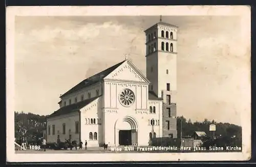 AK Wien, Frauenfelderplatz, Herz Jesus Sühne Kirche