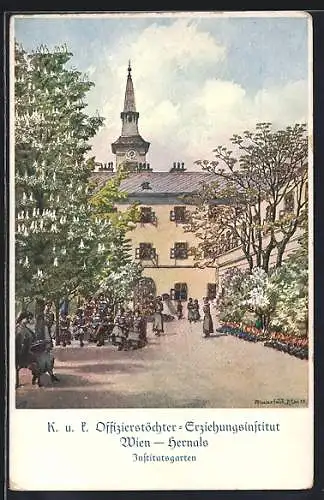 AK Wien-Hernals, K. & K. Offizierstöchter-Erziehungsinstitut, Institutsgarten