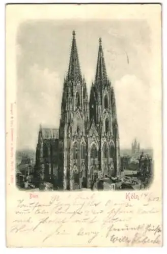 Relief-AK Köln, Ansicht vom Dom