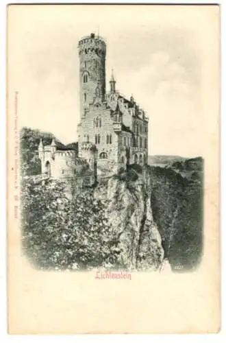 Relief-AK Schloss Lichtenstein im Sonnenschein