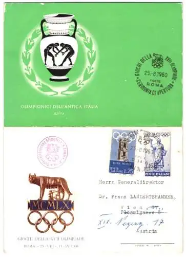 Klapp-AK Rom, Olympische Spiele 1960, Autographen der österreichischen Olympiamannschaft