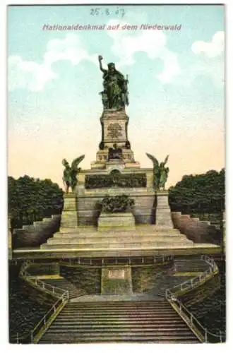Relief-AK Nationaldenkmal auf dem Niederwald, Totalansicht