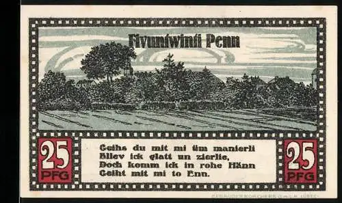 Notgeld Ahrensbök, 1920, 25 Pfennig, Landschaft und Stadtwappen