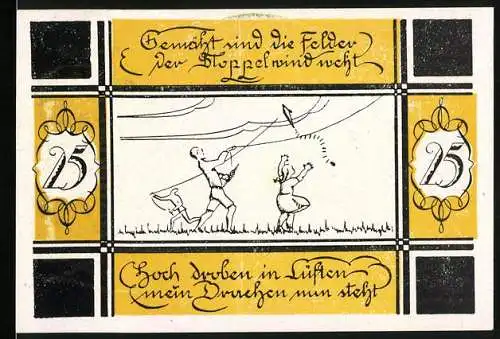 Notgeld Bilsen 1921, 25 Pfennig, Gemeinde Bilsen Amt Hemdingen - Drachensteigen Motiv