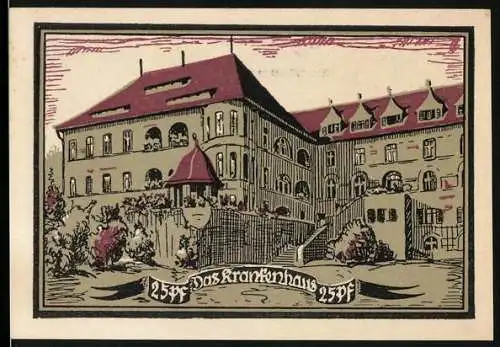 Notgeld Aschersleben 1921, 25 Pf, Krankenhaus und Stadtkasse