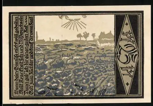 Notgeld Aschersleben, 1921, 25 Pfennig, Landschaft mit Text und Stadtkasse-Aufschrift
